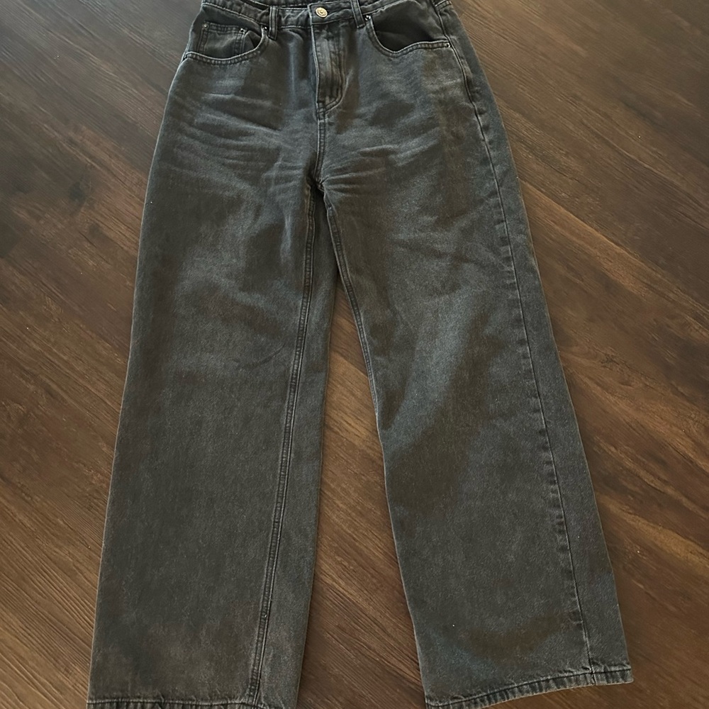 Elegant Charcoal Wide Leg Jeans